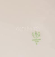 Hollóházi zöld virágmintás 24 darabos nagytányér készlet, jelzett, d: 24,5 cm