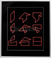 Mengyán András (1945-): Formák logikája 6, 1976. Szitanyomat, papír, jelzett. Számozott (20/20). Üvegezett keretben. 34x28,5 cm