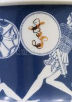 Hollóházi fedeles korsó "Achilleus és Memnon párharca" mintával, jelzett, hibátlan, m: 13 ...