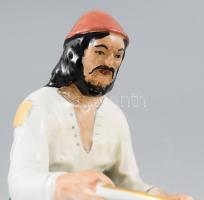 Kínai figurával díszített kézzel festett ékszertartó, sorszámozott, hibátlan, 14x12 cm