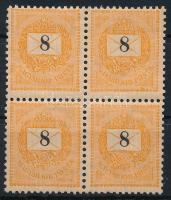 1889 8kr négyestömb elfogazva (2 bélyeg postatiszta / MNH)