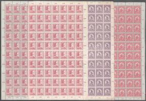 1916 Hadisegély III. hajtatlan teljes ívsor (foltok / spots, 10f saroktörés / folded corner)