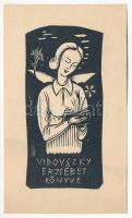 Gy. Szabó Béla (1905-1985): Vidovszky Erzsébet könyve. Fametszet, papír. Jelzett a metszeten. 9,5x4,5 cm