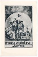 Ákos Ernő (1910-2005): A Soproni Képzőművészeti Kör könyve. Nyomat, papír. Jelzett a metszeten. 10x6,5 cm