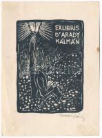 Radványi Román Károly (1900-1957): Ex libris dr. Arady Kálmán, fametszet, papír, jelzett, lapszéli egészen apró folttal, 9x6,5 cm