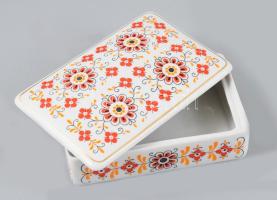 Hollóházi magyaros mintás bonbonier, jelzett, hibátlan, 13,5x9 cm