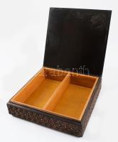 Iparművész réz doboz kétrekeszes fa betéttel, 16x16 cm