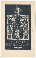 Tompos Ernő (1907-1989): Ex libris Szepessy Zoltán. Linómetszet, papír, jelzett a linón, lapszéli apró folttal, 12,5×7 cm
