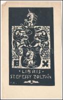 Tompos Ernő (1907-1989): Ex libris Szepessy Zoltán. Linómetszet, papír, jelzett a linón, lapszéli apró folttal, 12,5×7 cm