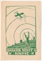 M jelzéssel: Szabados József könyve. Linómetszet, papír, jelzett a metszeten, 12,5×7,5 cm