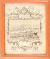 [Metszet, Buda ostroma] Sebastien Leclerc (1676-1763) - Jeremias Wolff (1663-1724): Le Siege de Bude (Buda ostroma). Rézmetszet. 23x17 cm Üvegezett keretben