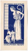 Petry A. Béla (1902-1996): Ex libris Doctoris Colomani Arady, klisé, papír, jelzett, lapszéli apró gyűrődéssel, 12×6 cm