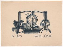 Kontuly Béla (1904-1983): Ex libris Frankl József, 1935. Nyomat, papír, hátoldalán pecséttel jelzett, hajtásnyommal, 5×8 cm