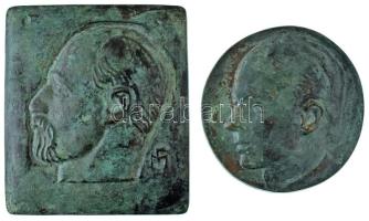DN 2db bronz plakett, egyiken Bartók Béla arcképével (98mm és 115x129mm) T:XF patina