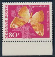 1969 Lepke 80f ívszéli bélyeg fekete színnyomat nélkül Certificate: Visnyovszki (pici ránc / small crease)