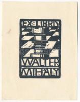 Kertes-Kollmann Jenő (1904-1974): Ex libris Walter Mihály. Klisé, papír, jelzés nélkül, 6,5×5 cm