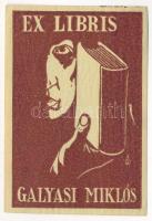Erdős János (1898-): Ex libris Galyasi Miklós. Klisé, papír, jelzett a klisén, 7,5×5 cm