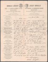 1882 Brogle József gép- és rostalemez gyár fejléces papír