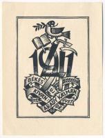 Drahos István (1895-1968): Békés Új Évet Kíván Dr. Arady Kálmán 1941, klisé, papír, jelzett a klisén...