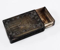 Antik alpakka úti gyufatartó, 5,5x4 cm