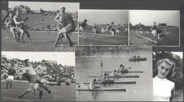 12 db Magyar sportfotó, közte 2 db 1957-es svéd-magyar labdarúgó mérkőzésről