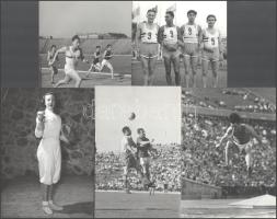 12 db Magyar sportfotó, közte 2 db 1957-es svéd-magyar labdarúgó mérkőzésről