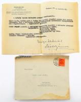 1942 Bp., Zsindelyné Tüdős Klára (1895-1980) emlékiratíró, ruha- és jelmeztervező, filmrendező, forgatókönyvíró, néprajzkutató autográf aláírással ellátott, gépelt levele, Szabó Imre, az Exodus kiadó igazgatója részére, fejléces papíron, borítékkal