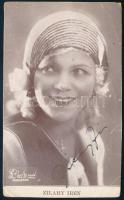 Zilahy Irén (1902-1944) színésznőt ábrázoló képeslap nyomtatott aláírással