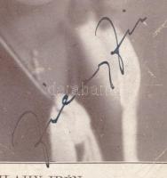 Zilahy Irén (1902-1944) színésznőt ábrázoló képeslap nyomtatott aláírással