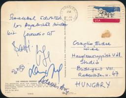 1974 Locomotiv GT aláírásai, Los Angelesből haza, Czapó Endrének a Hanglemez Vállalat Studió vezetőjének. Barta, Presser, Somló, Laux, Adamis Anna. Barta Tamás aláírása rendkívül ritka!!!