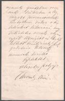 1876 Csabrendek, chernelházi Chernel Olivér (1839-1888) Zala vármegye főszolgabírájának autográf lev...