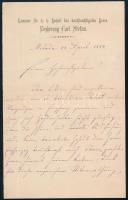 1884 Melada, Erzherzog Carl Stefan fejléces levél Egon Schorinsky aláírással