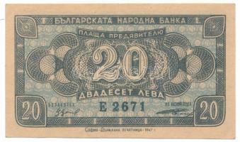 Bulgária 1947. 20L "E 2671" T:AU Bulgaria 1947. 20 Leva "E 2671" C:AU Krause P#74