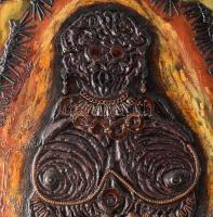 Hemmert János (1927-2010): Archaikus női alak. Vegyes technika, applikáció, vászon, jelzett, hátolda...