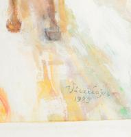 Váczi Lajos (XX. sz. második fele): Lovasszán. Olaj, farost, jelzett, üvegezett fakeretben, 84x60 cm