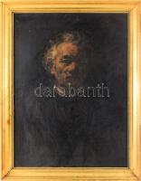 Jelzés nélkül, másolat Rembrandt után: Rembrandt önarcképe. Olaj, vászon. d hátoldalán Musee de Louvre és 1933-as évszám bélyegzővel. Dekoratív, kissé sérült fakeretben. 73x54 cm