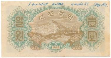 Észak-Korea 1947. 1W vízjeles papír T:F folt, egyébként erős papír
North Korea 1947. 1 Won watermar...