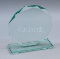 2018 Schmitt Pál párbajtőrvívó olimpiai aranyérmének 50. évfordulójára a Magyar Birkózó Szövetségtől kapott emlékdíja, üveg, hibátlan, 19x17 cm