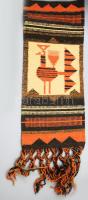 Németh Éva (1930-2019) textilművész: Pávás falitextil. Jó állapotban, 100x32 cm