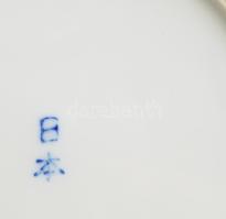 Japán cseresznyevirág mintás vékonyporcelán reggeliző szett. Jelzett, hibátlan, d: 16 cm