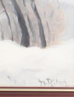 Gy. Riba János (1905-1973): Téli vízpart (Zagyva?). Olaj, vászon, jelezve jobbra lent, fakeretben. 5...