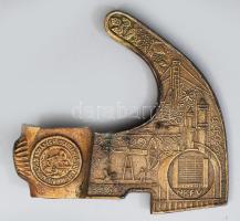 Nagyalföldi Kőolaj- és Földgáztermelő Vállalat bronz fokos, 13x13 cm