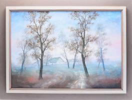 Bányai Béla (1955): Hangulatos táj. Olaj, farost, jelzett, fakeretben, 50x70 cm