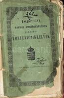 1848-dik évi magyar országgyülésen alkotott törvényczikkelyek. A sajtó szabadság visszaállitásának első évében.    Pest, [1848.] Trattner és Károlyi. VI + 7-72 p. Kiadói. sérült papírborítóval, lapok jó állapotban. Ritka kiadás!