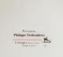 Limoges Philippe Deshoulieres egyszemélyes reggeliző készlet, csésze alátéttel és desszertes tányér....