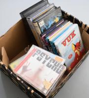 21 darabos zenei és filmes CD, DVD, video kazetta tétel, közte Celine Dion, Led Zeppelin, Eros Ramazzotti, stb.