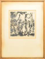 Aba-Novák Vilmos (1894-1941): Fürdőzők (női aktok). Rézkarc, papír, jelzett, számozott (XIX.44), üve...