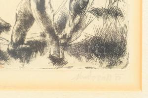 Aba-Novák Vilmos (1894-1941): Fürdőzők (női aktok). Rézkarc, papír, jelzett, számozott (XIX.44), üve...