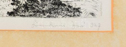 Tarjáni Simkovits Jenő (1895-1995): Igali szérűskert, 1927. Rézkarc, papír, jelzett. Paszpartuban. 3...