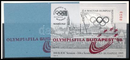 1998 Olympiafila 3 klf emlékív a hozzávaló próbanyomatokkal, eredeti tokban